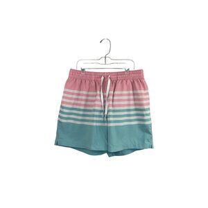 Chubbies Swim Trunks Pink Teal Stripe 5.5” Inseam Size Medium